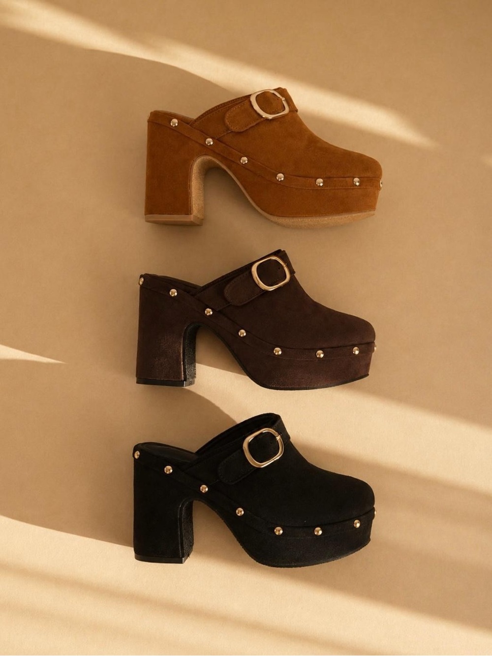 Retro Muse Studded Platform Clog with Adjustable Buckle Strap - Picture 4 of 4